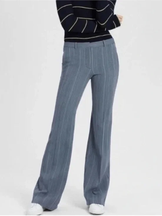 Theory | Women’s Blue/Multi Pinstripe Wool Flare Leg Demetria 2 Eldora Trouser 0 - Picture 16 of 16